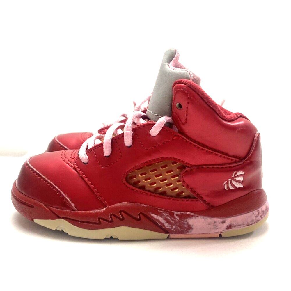 Nike Air Jordan 5 Retro (TD) Valentines Day Sz 6.5C‎ Toddler 440890-605 Red Pink